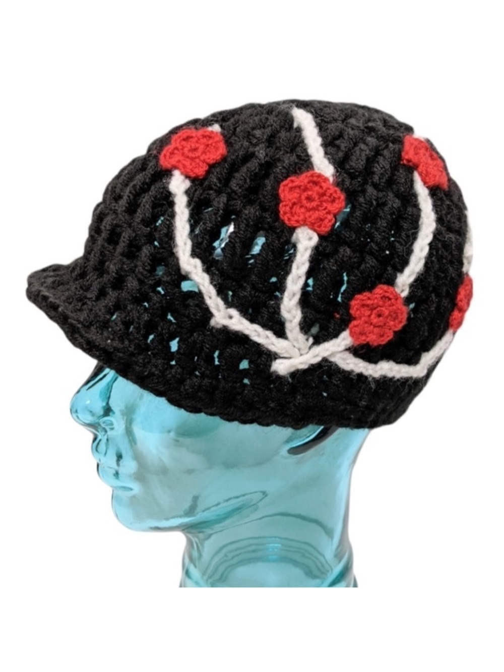 NWT Crochet Floral Stretch Beanie Hat